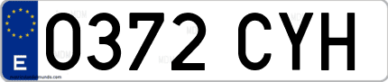 Ejemplo de matrícula de coche ordinaria 0372 CYH