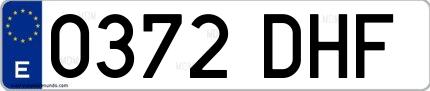 Ejemplo de matrícula española 0372 DHF