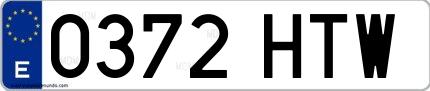 Ejemplo de matrícula española 0372 HTW