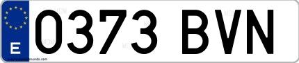 Ejemplo de matrícula de coche ordinaria 0373 BVN