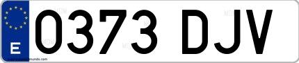 Ejemplo de matrícula española 0373 DJV