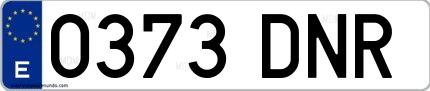 Ejemplo de matrícula española 0373 DNR