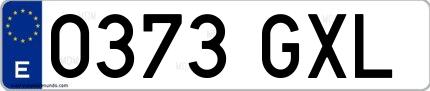 Ejemplo de matrícula española 0373 GXL