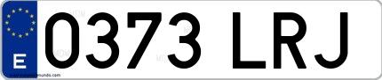 Ejemplo de matrícula española 0373 LRJ