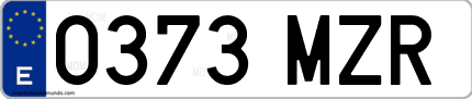 Ejemplo de matrícula de coche ordinaria 0373 MZR