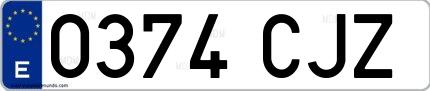Ejemplo de matrícula española 0374 CJZ