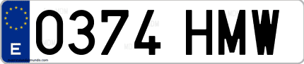 Ejemplo de matrícula de coche ordinaria 0374 HMW