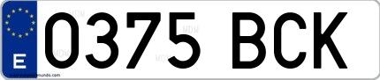 Ejemplo de matrícula española 0375 BCK