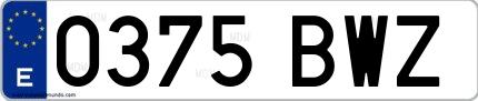Ejemplo de matrícula española 0375 BWZ