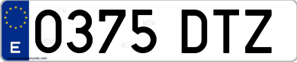 Ejemplo de matrícula de coche ordinaria 0375 DTZ