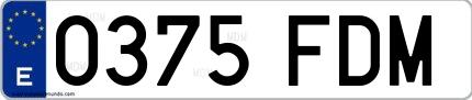 Ejemplo de matrícula española 0375 FDM