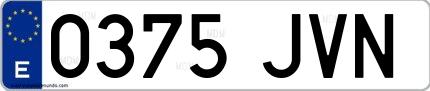 Ejemplo de matrícula española 0375 JVN