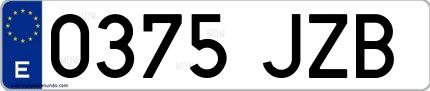 Ejemplo de matrícula española 0375 JZB