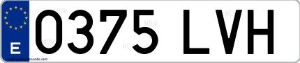 Ejemplo de matrícula española 0375 LVH