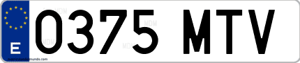 Ejemplo de matrícula de coche ordinaria 0375 MTV