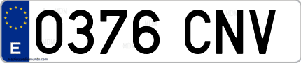 Ejemplo de matrícula de coche ordinaria 0376 CNV