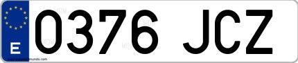 Ejemplo de matrícula española 0376 JCZ