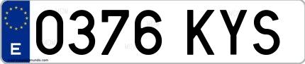 Ejemplo de matrícula española 0376 KYS