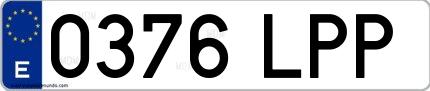 Ejemplo de matrícula española 0376 LPP