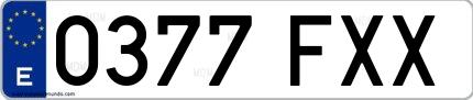 Ejemplo de matrícula española 0377 FXX