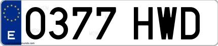 Ejemplo de matrícula española 0377 HWD