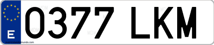 Ejemplo de matrícula de coche ordinaria 0377 LKM