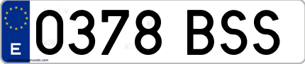 Ejemplo de matrícula de coche ordinaria 0378 BSS