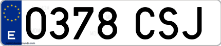 Ejemplo de matrícula de coche ordinaria 0378 CSJ