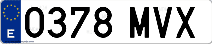 Ejemplo de matrícula de coche ordinaria 0378 MVX