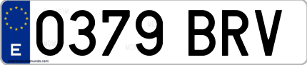 Ejemplo de matrícula de coche ordinaria 0379 BRV