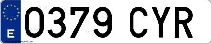 Ejemplo de matrícula española 0379 CYR