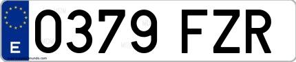 Ejemplo de matrícula española 0379 FZR