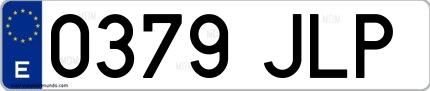Ejemplo de matrícula española 0379 JLP