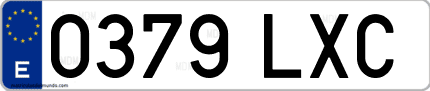 Ejemplo de matrícula de coche ordinaria 0379 LXC