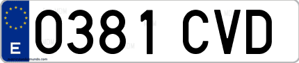 Ejemplo de matrícula de coche ordinaria 0381 CVD