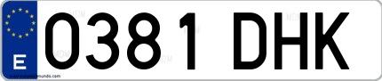 Ejemplo de matrícula española 0381 DHK