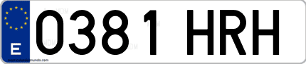 Ejemplo de matrícula de coche ordinaria 0381 HRH