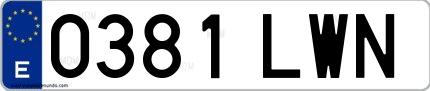 Ejemplo de matrícula española 0381 LWN