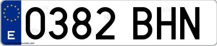 Ejemplo de matrícula española 0382 BHN