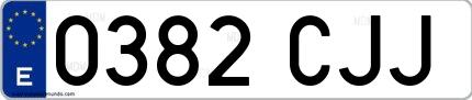 Ejemplo de matrícula española 0382 CJJ