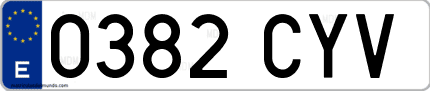 Ejemplo de matrícula de coche ordinaria 0382 CYV