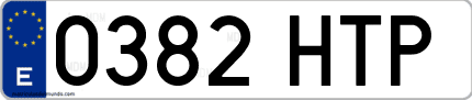 Ejemplo de matrícula de coche ordinaria 0382 HTP