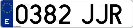 Ejemplo de matrícula española 0382 JJR