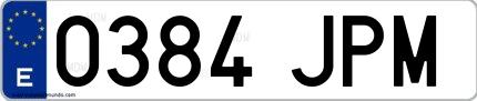 Ejemplo de matrícula española 0384 JPM
