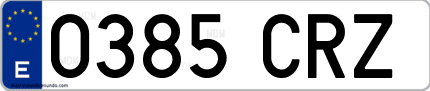 Ejemplo de matrícula de coche ordinaria 0385 CRZ