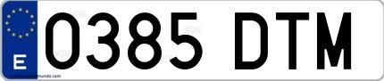 Ejemplo de matrícula española 0385 DTM