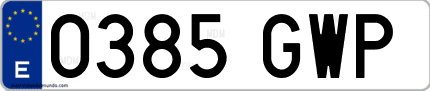 Ejemplo de matrícula de coche ordinaria 0385 GWP