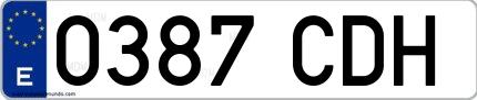 Ejemplo de matrícula española 0387 CDH