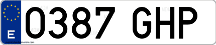 Ejemplo de matrícula de coche ordinaria 0387 GHP