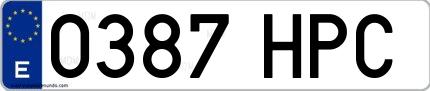 Ejemplo de matrícula española 0387 HPC